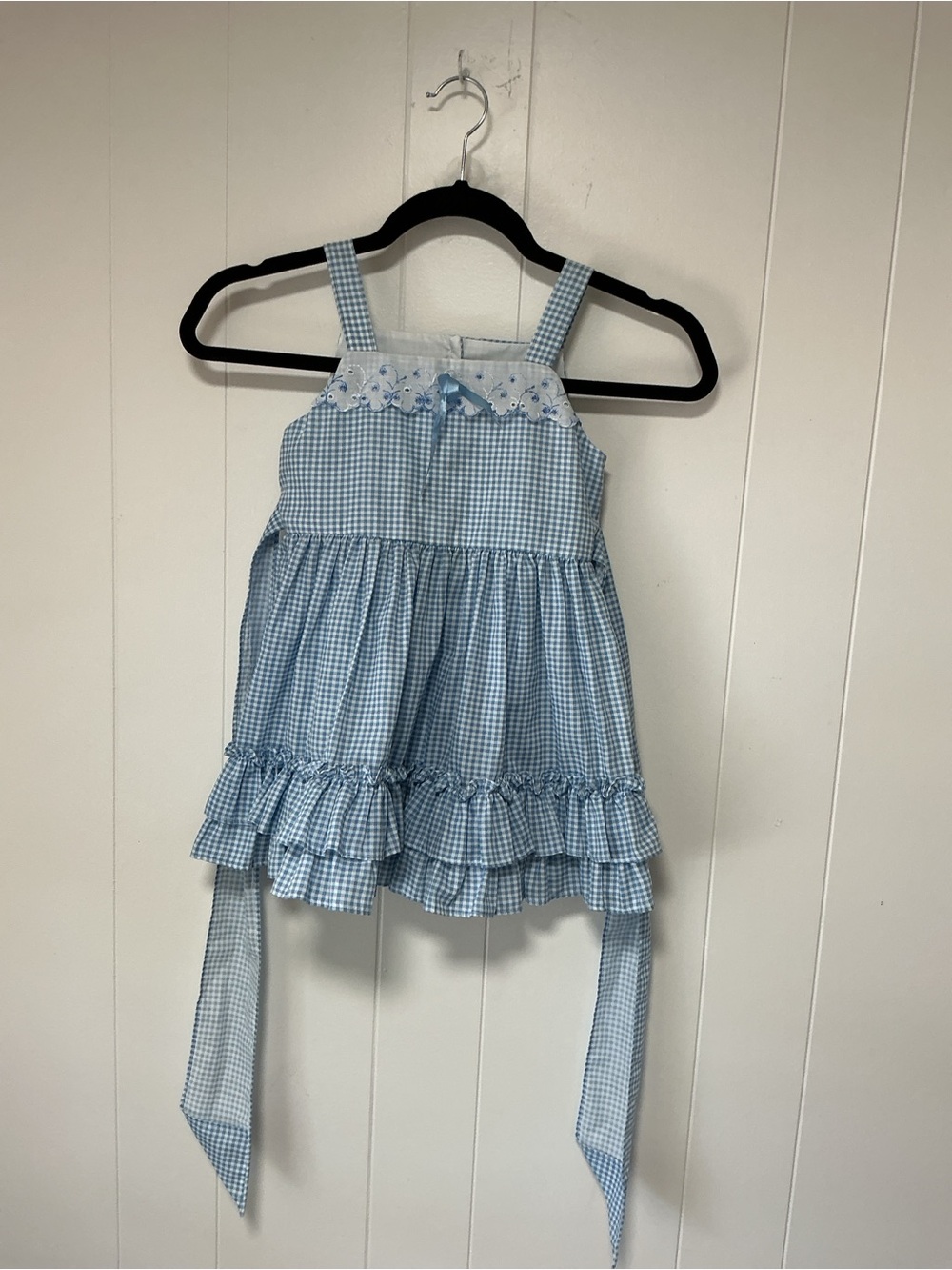 Blue Gingham Ruffled Sundress Top